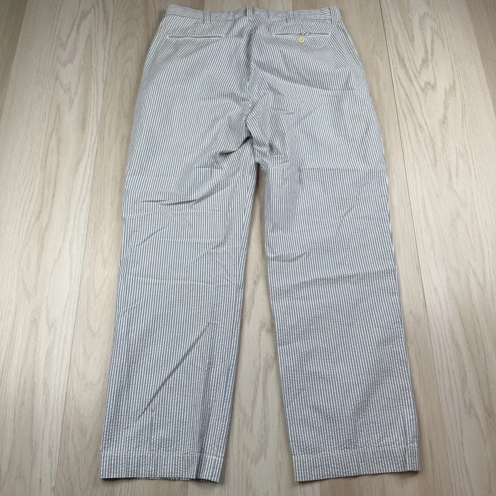 VTG Polo Ralph Lauren Seersucker Pants Mens 34x30 Blue White 100% Cotton